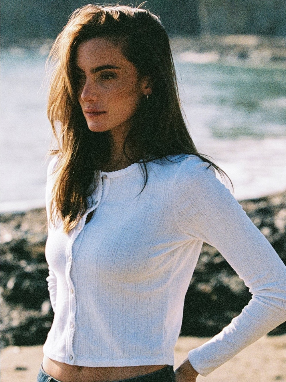 Goldie Tee Pointelle Crop Cardigan
